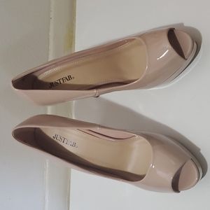 Just Fab Blush peep toe platform stilletoes